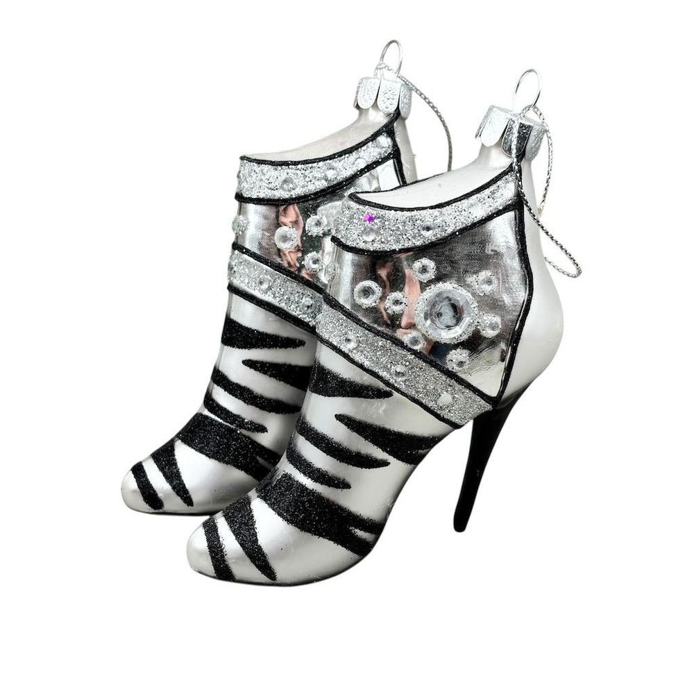 Pierโ 1 Silver Zebra Stripe Stiletto Glass Ornament Set of 2
